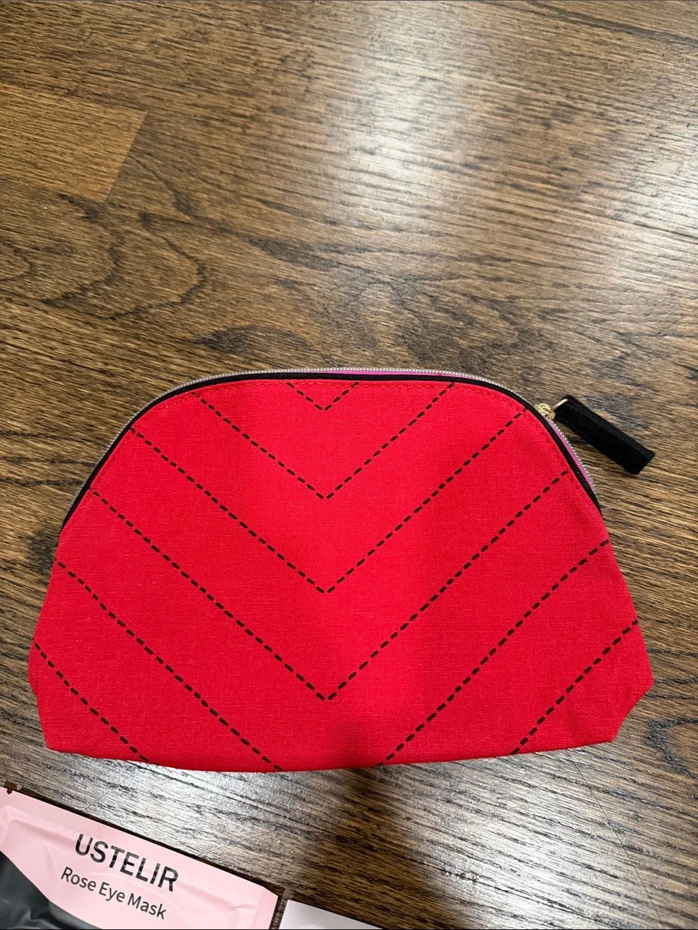 Estée Lauder Red Tassel Cosmetic Pouch and 3 rose eye masks